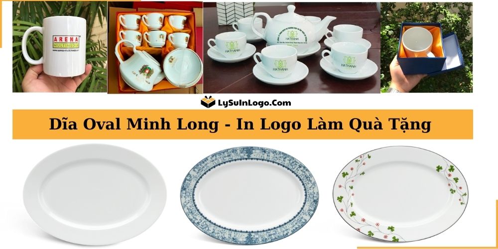Dĩa Oval Minh Long In Logo