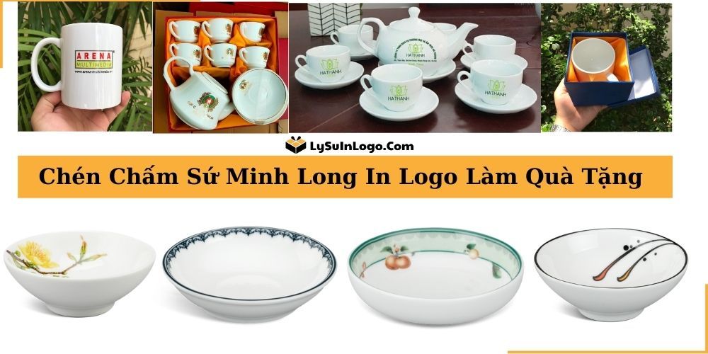 Chén chấm sứ Minh Long in logo theo yêu cầu