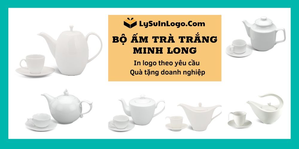 Bộ ấm trà trắng Minh Long